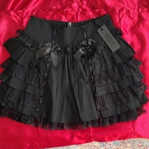 Dollskill Widow Black Ruffle Mini Skirt
